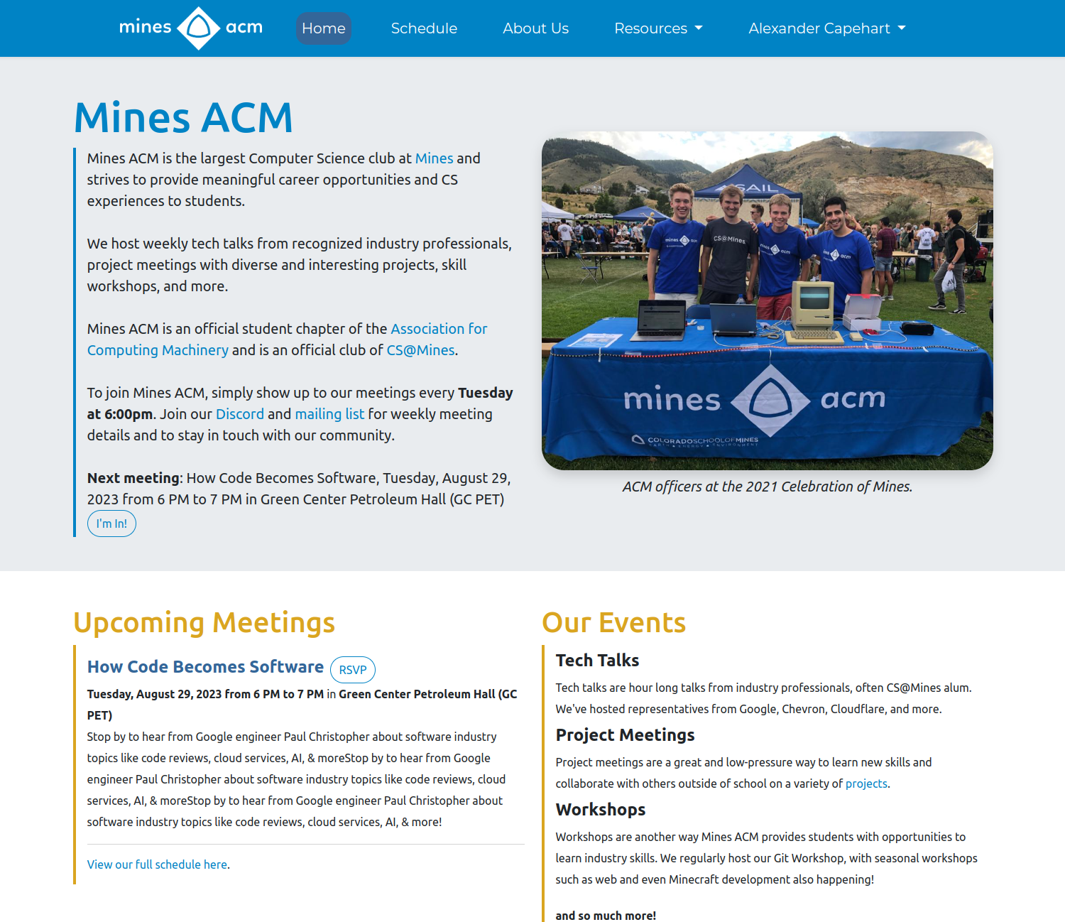 Mines ACM Site Homepage